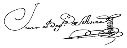 Juan Bautista de Anza signature
